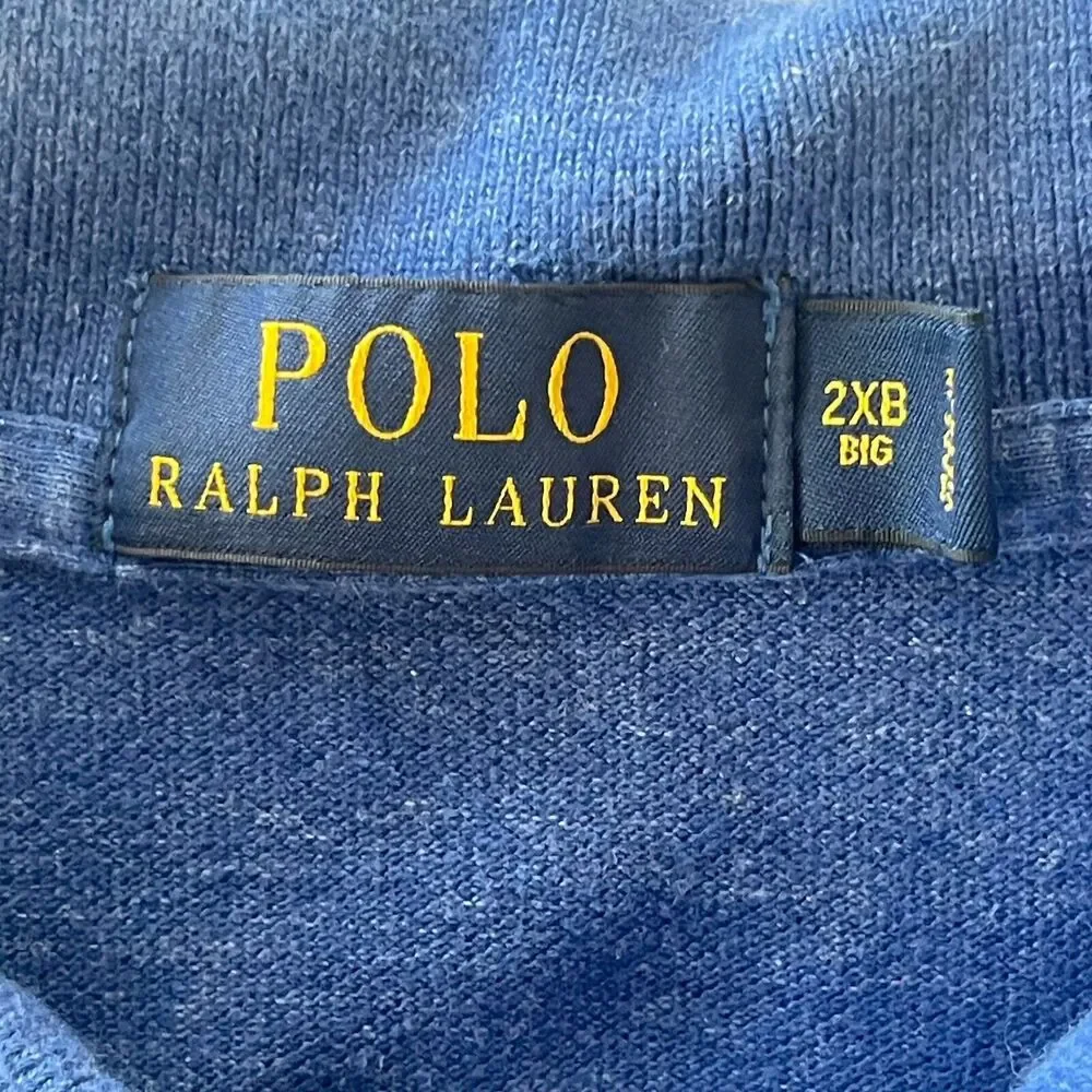 Polo Ralph Lauren Pima‎ Soft Touch Sz 2XB Big Men’s Polo Shirt Blue 100% Cotton